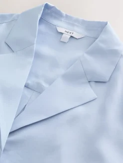 Next Soft Revere Collar Long Sleeve Shirt Pastel Blue Best