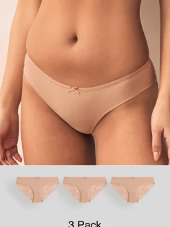 Next Brazilian No VPL Lace Back Briefs 3 Pack Pastel Rose Nude Online