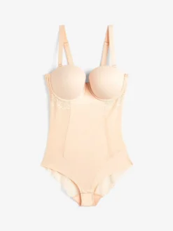 Next DD+ Firm Tummy Control Lightly Padded Lace Body Pastel Rose Nude Clearance