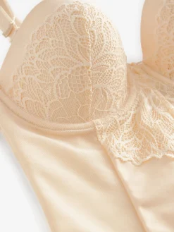 Next Firm Tummy Control Cupped Lace Body Pastel Rose Nude New
