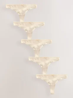 Next Pastel Rose Nude Thong Cotton Rich Knickers 5 Pack Outlet
