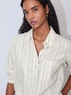 Next Relaxed 100% Cotton Button Down Casual Long Sleeve Shirt Pastel Stripe Best