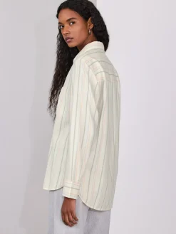 Next Relaxed 100% Cotton Button Down Casual Long Sleeve Shirt Pastel Stripe Best