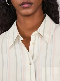 Next Relaxed 100% Cotton Button Down Casual Long Sleeve Shirt Pastel Stripe Best