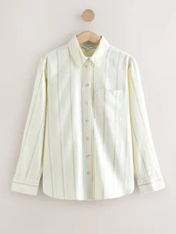 Next Relaxed 100% Cotton Button Down Casual Long Sleeve Shirt Pastel Stripe Best