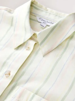 Next Relaxed 100% Cotton Button Down Casual Long Sleeve Shirt Pastel Stripe Best