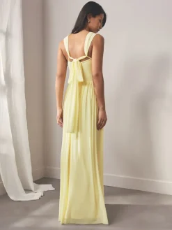 Next Pastel Yellow Mesh Multiway Wedding Guest Bridesmaid Maxi Dress Outlet