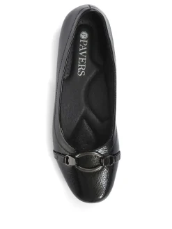 Pavers Black Faux Leather Slip-On Pumps