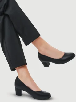 Pavers Heeled Court Shoes Black Clearance