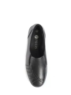 Pavers Black Ladies Wide Fit Leather Slip-On Shoes Online