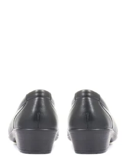 Pavers Black Ladies Wide Fit Leather Slip-On Shoes Online