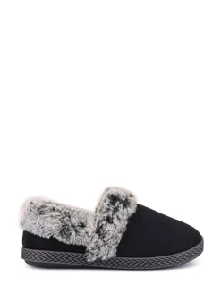 Pavers Warm Lined Memory Foam Slippers Black Best