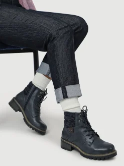 Pavers Wide Fit Grippy Ankle Boots Blue Clearance