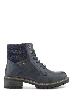 Pavers Wide Fit Grippy Ankle Boots Blue Clearance