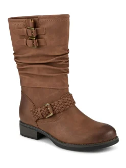 Pavers Buckle-Detailed Calf Length Boots Brown Online