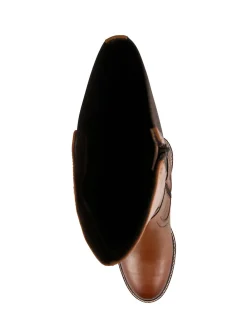 Pavers Leather Elastic-Fit Grippy Long Boots Brown Clearance