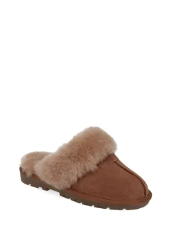 Pavers Sheepskin Lined Slippers Brown Clearance