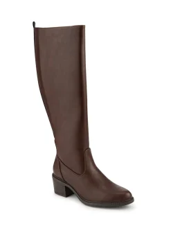 Pavers Brown Warm Lined Long Boots With Stretch Calf Fitting Sale