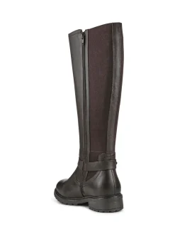 Pavers Wide Fit Leather Elasticated Long Boots Brown New