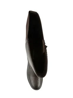 Pavers Wide Fit Leather Elasticated Long Boots Brown New