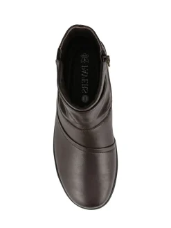 Pavers Wide Fit Leather Ankle Boots Brown Discount