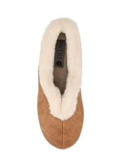 Pavers Wide Fit Memory Foam Cosy Slippers Brown