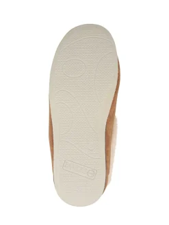 Pavers Wide Fit Memory Foam Cosy Slippers Brown