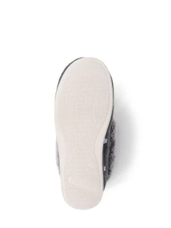 Pavers Grey Floral Faux Fur Slippers Sale