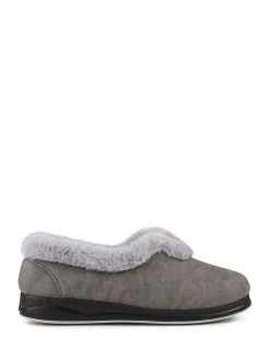 Pavers Wide Fit Memory Foam Cosy Slippers Grey Hot