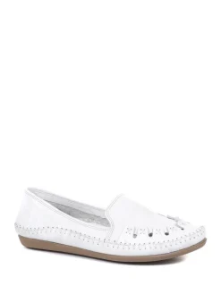Pavers Leather Slip-On Pumps White Clearance