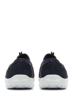 Pavers Ladies Wide Fit Lightweight Slip-On Trainers Navy Multi Sale