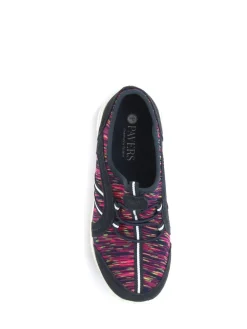 Pavers Ladies Wide Fit Lightweight Slip-On Trainers Navy Multi Sale