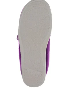 Pavers Wide Fit Ladies Touch Fasten Full Slippers With Permalose Sole Purple Hot