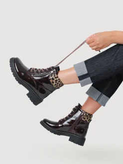 Pavers Zip & Lace-Up Ankle Boots Red Sale