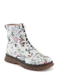 Pavers Lace Up Floral Boots White Hot