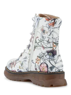 Pavers Lace Up Floral Boots White Hot