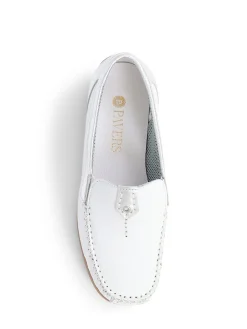 Pavers Leather Moccasins White-Silver Sale