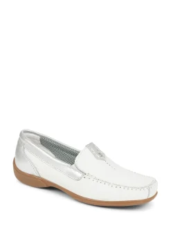 Pavers Leather Moccasins White-Silver Sale
