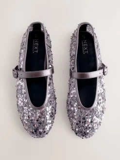 Next Pewter Sequin Forever Comfort® Embellished Sequin Mary Jane Shoes Best