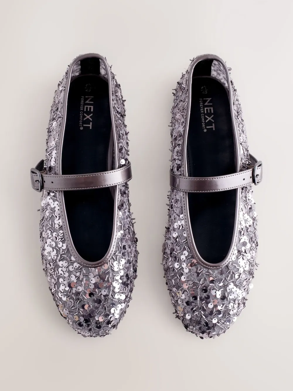 Next Pewter Sequin Forever Comfort® Embellished Sequin Mary Jane Shoes Best