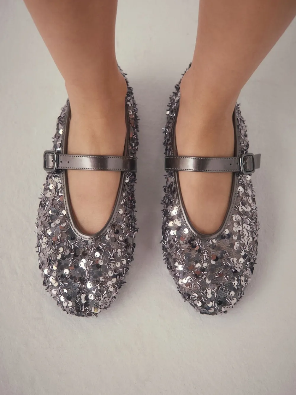 Next Pewter Sequin Forever Comfort® Embellished Sequin Mary Jane Shoes Best