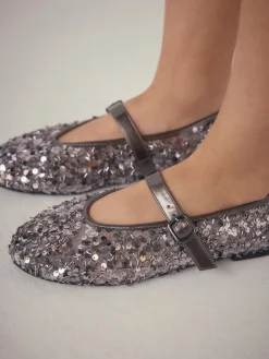 Next Pewter Sequin Forever Comfort® Embellished Sequin Mary Jane Shoes Best
