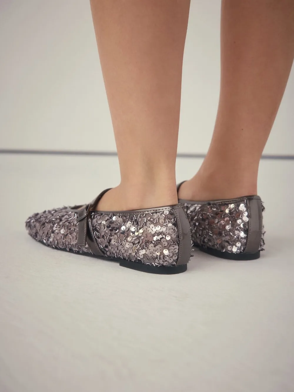 Next Pewter Sequin Forever Comfort® Embellished Sequin Mary Jane Shoes Best