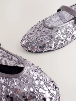 Next Pewter Sequin Forever Comfort® Embellished Sequin Mary Jane Shoes Best