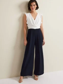 Phase Eight Ayla Ruffle Jumpsuit Blue Sale