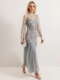 Phase Eight Blue Trish Beaded Dress New