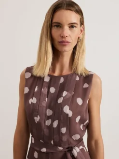 Phase Eight Brown Maxine Spot Chiffon Jumpsuit Clearance