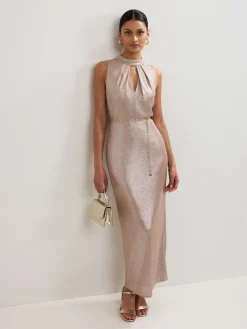 Phase Eight Gold Libby Metallic Dress Hot