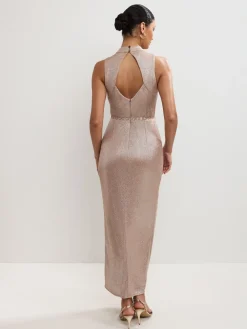 Phase Eight Gold Libby Metallic Dress Hot