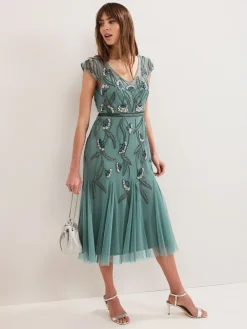 Phase Eight Green Evonne Beaded Dress Online